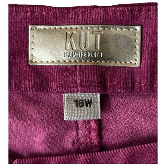 Kut from the Kloth Meg Fab Ab High Waist Wide Leg Jeans burgundy size 16W - Picture 4 of 5
